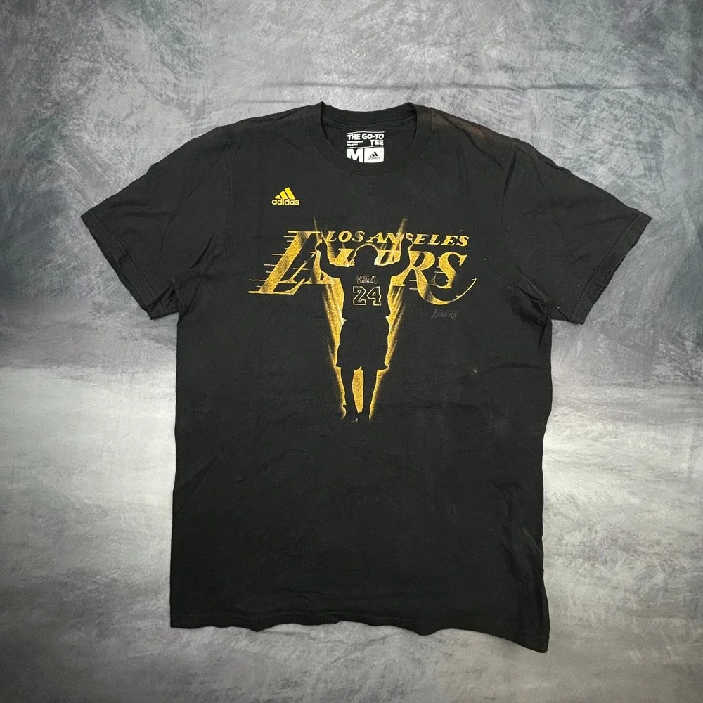 Adidas Los Angeles Lakers Kobe Bryant 24 Graphic‎ T-Shirt Black Gold Mens Medium